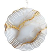 Marble Grey Wind Spinner for Yard and Garden, Gold Texture Modern Crack Scenery Hanging Wind Spinner Outdoor 3D Kinetic Wind Sculpture Spinners Indoor Outdoor Patio D cor Ornaments Gift 8 Inch