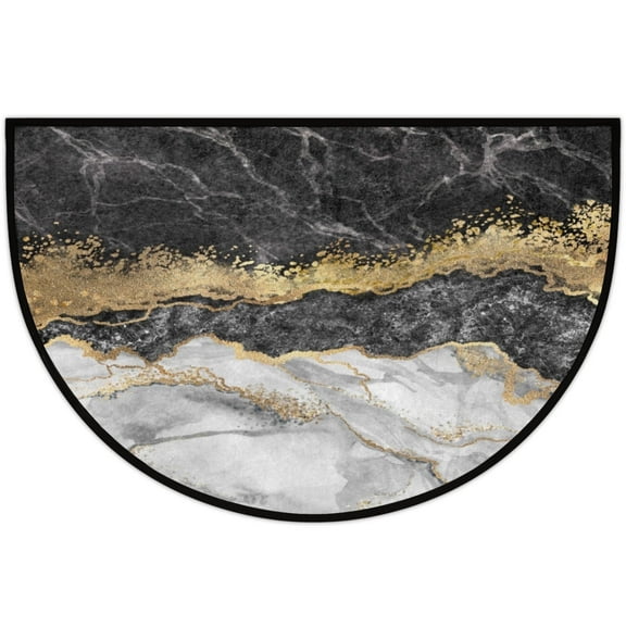 Marble Half Round Doormat Welcome Entry Mat, 2x3 Ft Funny Semi-Circular Area Rug, Washable Entryway Front Floor Carpet Mat For Home Bedroom Bathroom Decor