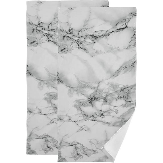 Marble Hand Towel 2 Pcs Absorbent Marble Prints with Black Hand Towels Granite Marbling Face Towel Soft Marble Stone Fingertip Towel for Bathroom Kitchen Hotel Spa Decor Gift 28.3x14.4in