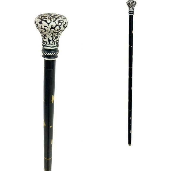 Marble Handle Walking Stick 3-Fold Cane, 37" Height,Engraved, Non-Slip Base, Walking Cane for Men, Women, Senior, Heavy Duty, Gift Item, Vintage Christmas and Newyear Gift, Nautical Cane