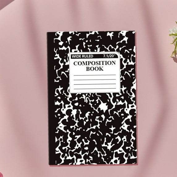 Marble Hardcover Wide Ruled Composition Notebook | 60 Pages (30 Sheets), 5.51 x 8.27 in, Sturdy Sewn Binding | Office, Journaling, Notes - 1 Pack