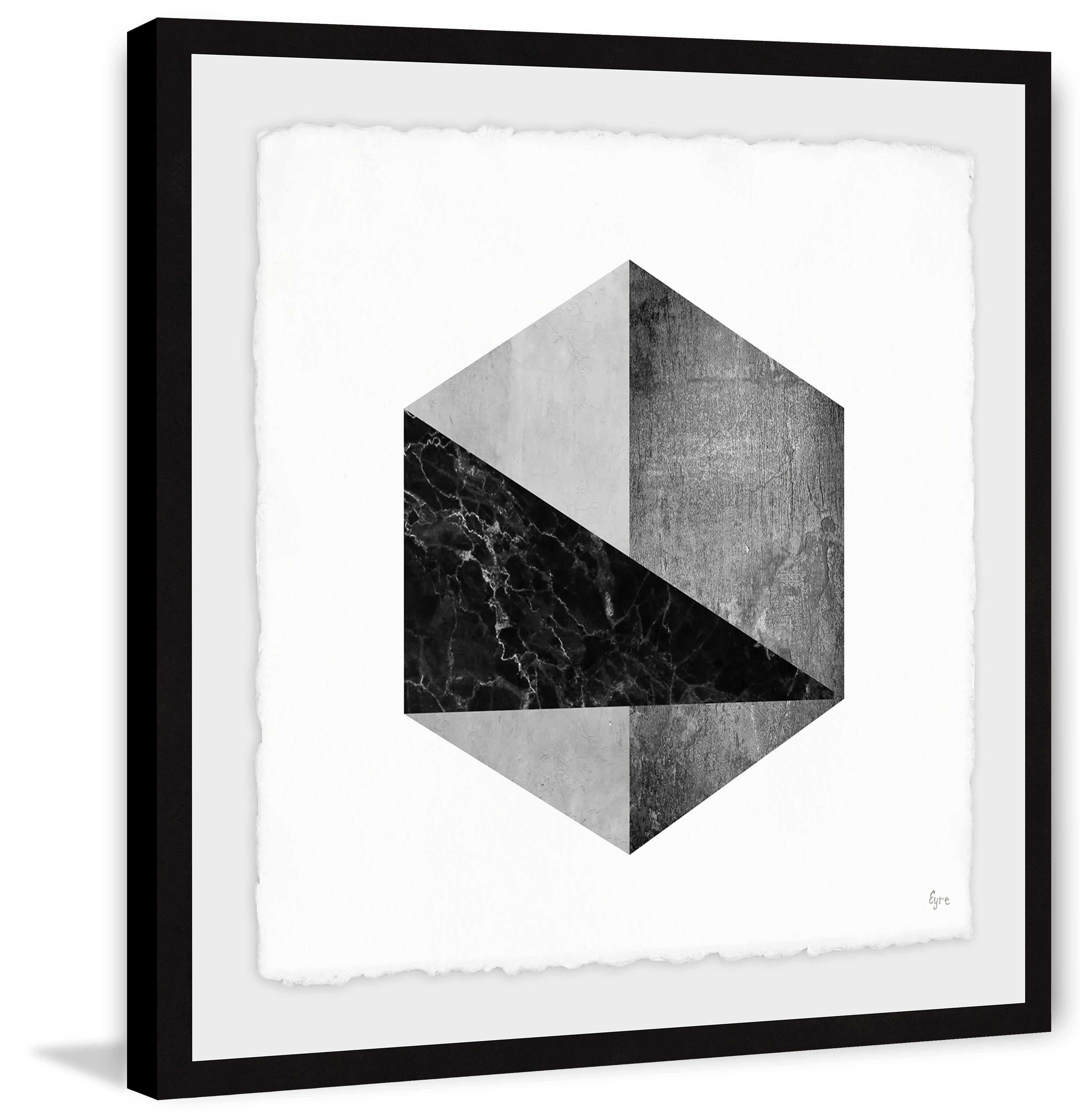 Marble Hexagon Framed Painting Art Print