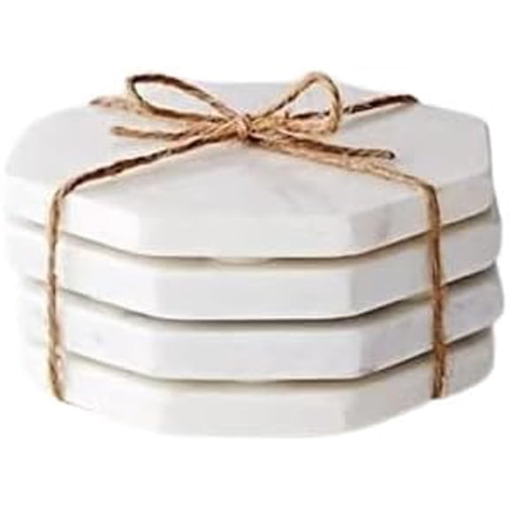 Marble Hexagon Shape Coaster Suitable for Home Table Cocktail Tea Coffee and Drink Coaster Tray White Hexagon Tray White(4Pcs Set)