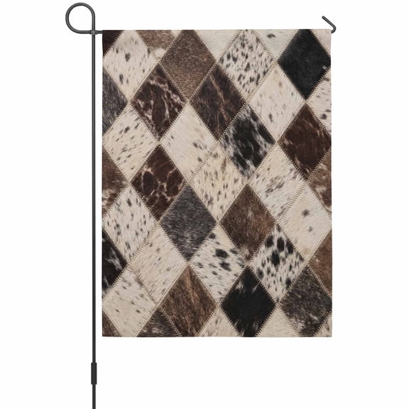 Marble Hide Garden Flag 12 x 18 Inches, Rustic Vintage Abstract Brown Grey White Diamond Plaid Weather Proof Outdoor Patio Flags Double Sided Small Garden Decoration for Yard Outside Home