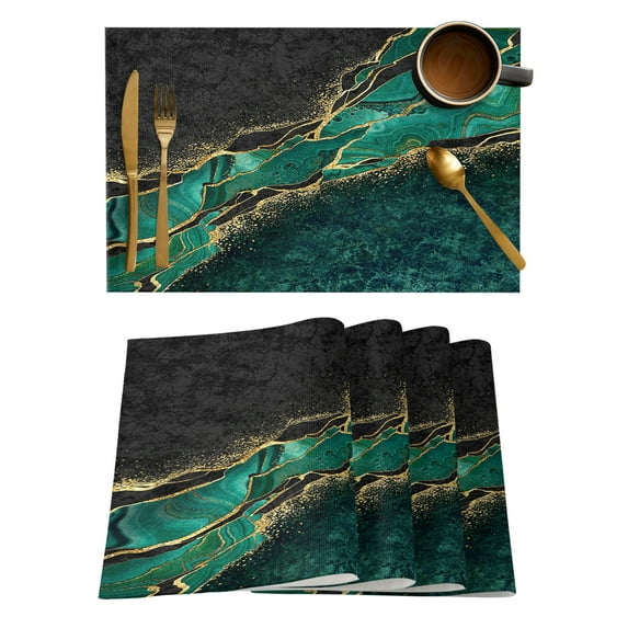 Marble Honeycomb Texture Aqua Green Dining Placemat Table Tableware Mats Kitchen Dish Mat Pad 4/6pcs Table Mat Home Decoration