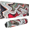 thumbnail image 1 of Marble Ink Colorful Red and White Grey Marble Pattern Abstract Fluid Liquid Gaming Mouse Pad 31.5 X 11.8 Inch XL Extended Large Keyboard Non-Slip Rubber Base with Stitched Edges for Home Office, 1 of 6
