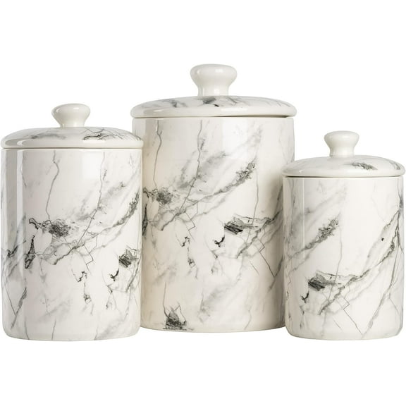 10 Marble Kitchen Canister, 3 Piece Set