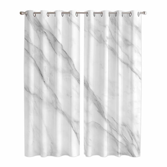Marble Kitchen Curtains 84 Inch Length, Modern Grey White Rock Monochrome Simple Grommet Top Bedroom Living Room Curtains, Light Filtering Cafe Curtain Drapes 2 Panels Set 84''x84''