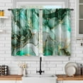 thumbnail image 1 of Marble Kitchen Curtains - Abstract Emerald Green Jade Gold Decor Luxury Stone Texture Modern Short Curtains Drapes for Dining Room Rod Pocket Window Drapes 2 Panels Set, 28"x36", 1 of 5
