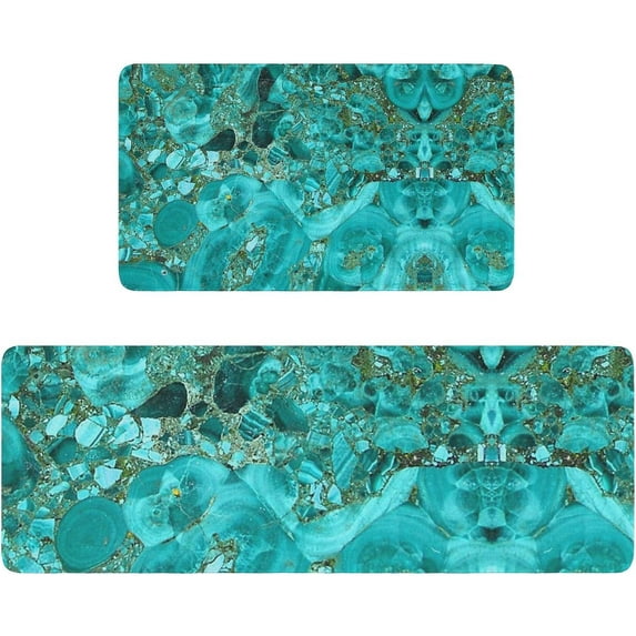 Marble Kitchen Mats Set 2 Pieces Super Waterproof Non-Slip Burlap Weave Heavy PVC Kitchen Rugs Machine Washable Kitchen Floor Mat for Kitchen,Floor, Bathroom, Sink, Laundry.