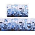 thumbnail image 1 of Marble Kitchen Rugs Sets of 2, Non Slip Washable Kitchen Mats Cushioned Anti Fatigue, Modern Comfort Standing Cushioned Kitchen Rugs and Mat Abstract, 17'''' x 30'''' + 17'''' x 47 '''', Blue & Gold, 1 of 5