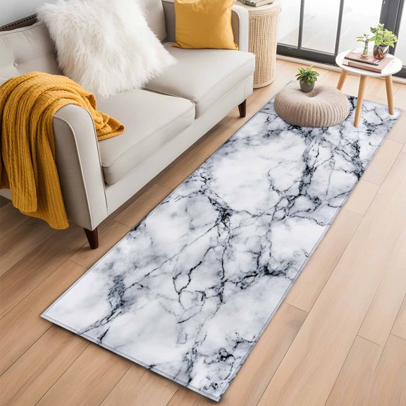 Marble Kitchen Runner Rug 2x6 Washable Runners for Hallway Non Slip Grey Blue Modern Scenery Rock Cave Crack Large Area Rug Indoor Floor Carpet for Bathroom Laundry Entryway Bedroom Living Room