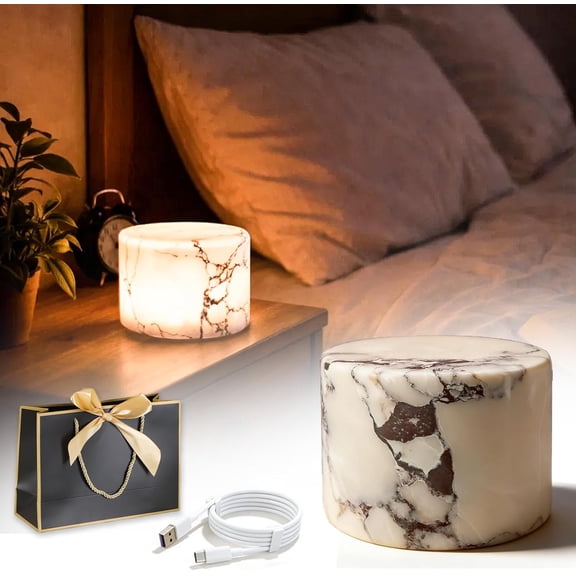 Marble Lamp Night Light Touch, Dimmable LED Table Lamp with Tap Control, Rechargeable