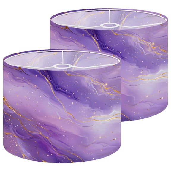 Marble Lampshades 2 Pack Deep Violet Marble Lavender Purple Color Fields Flowing 13"x13"x10" Light Shade for Table Lamps Floor Lamps Drum Lamp Shades Lampshade Replacement Easy Assembly