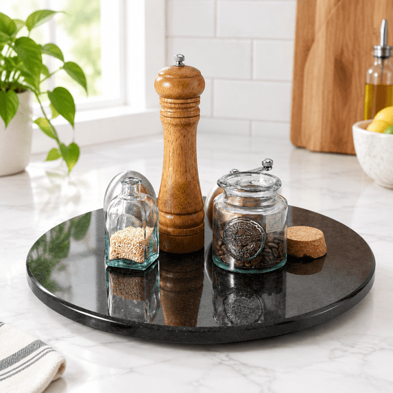 Turnadle Marble Lazy Susan 16 In Turntable Organizer For Cabinet Pantry Kitchen ...