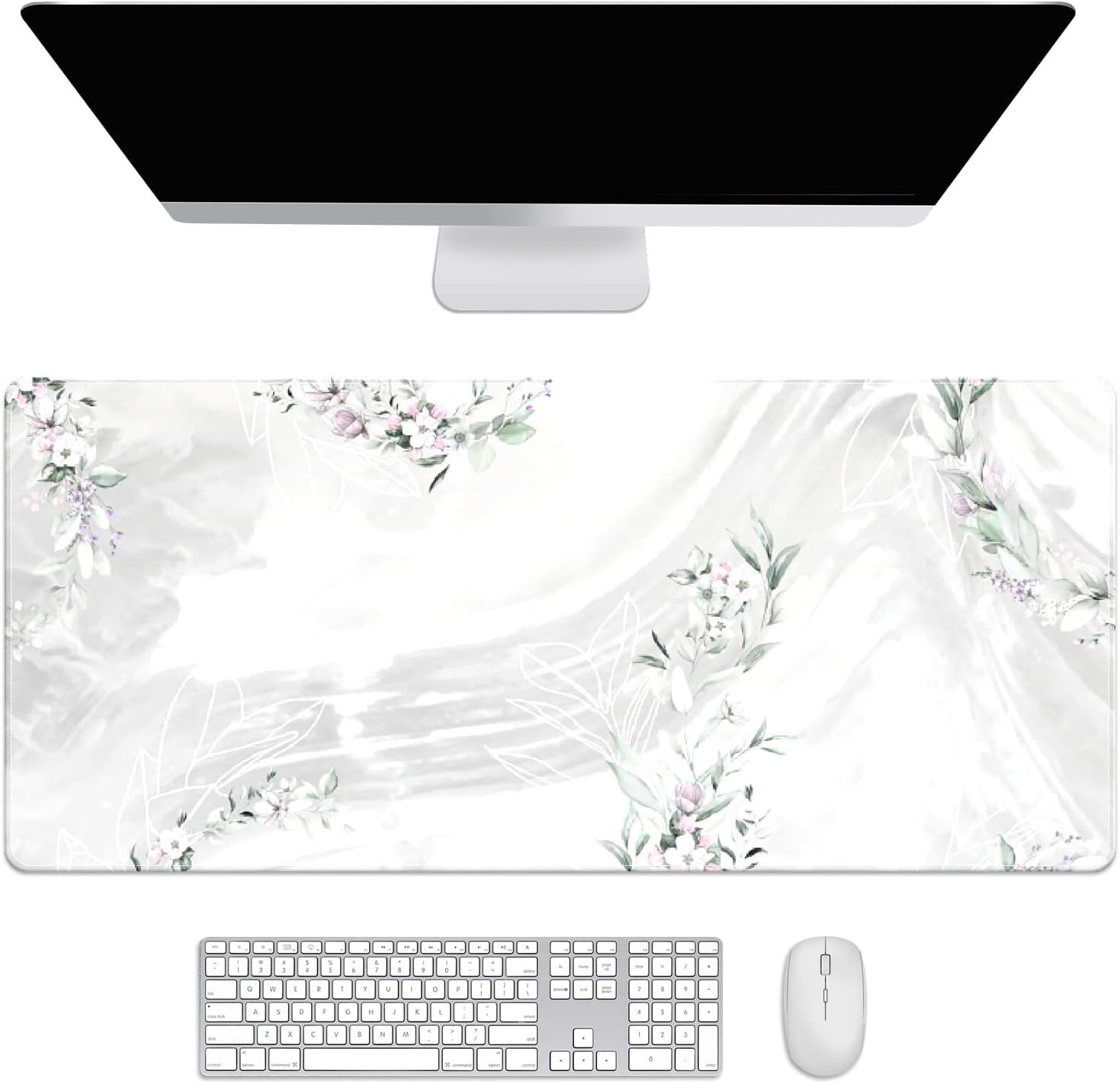 Marble Leaf Desk Mat, Desk Accessory, Cute Workspace, Trendy Workspace, Trendy, 35.4x15.7in Large Gaming Mouse Pad, Cute Desk Topper, Pretty Desk Pad