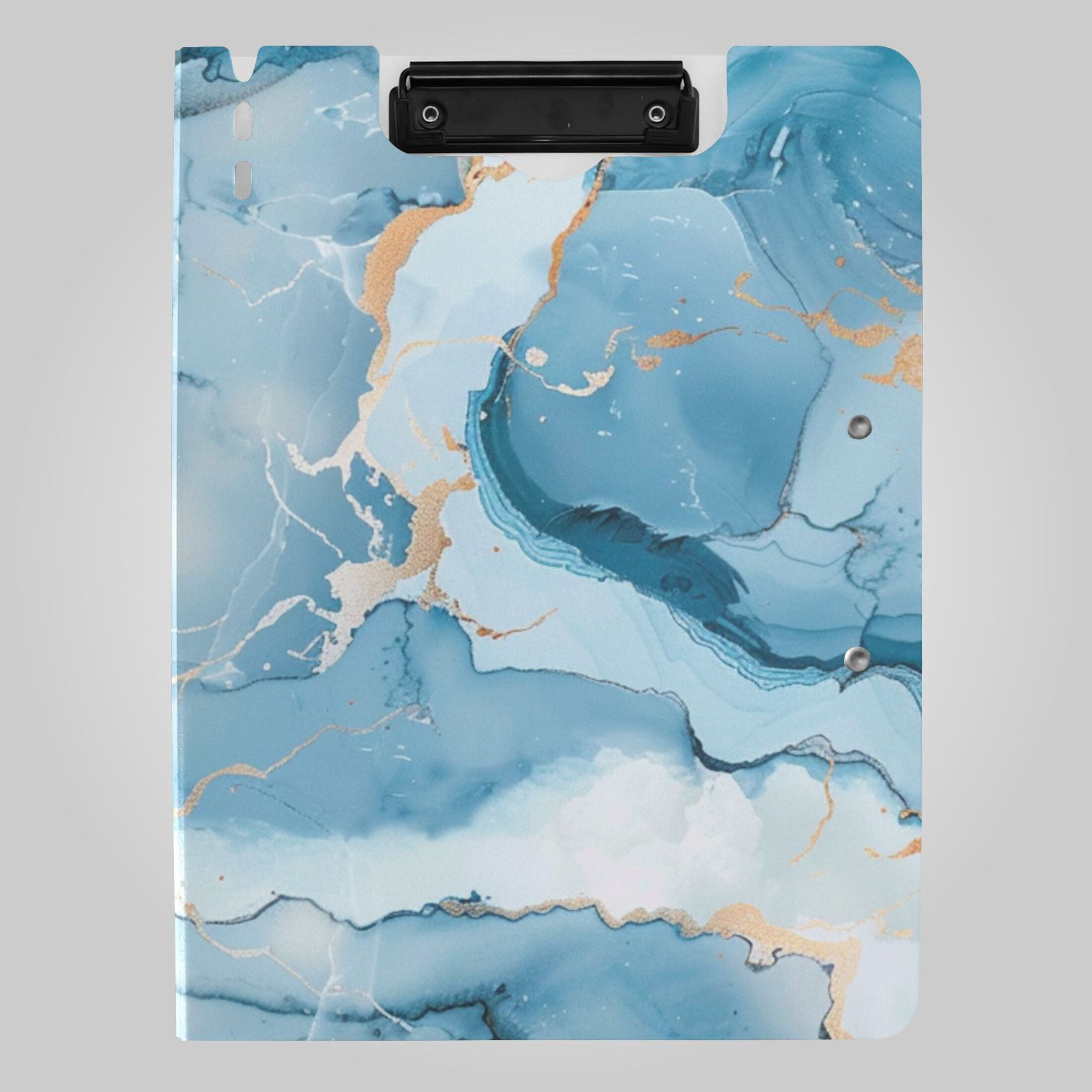 Marble Light Blue Gardient Foldable Binder Folder Clipboard with Pen ...
