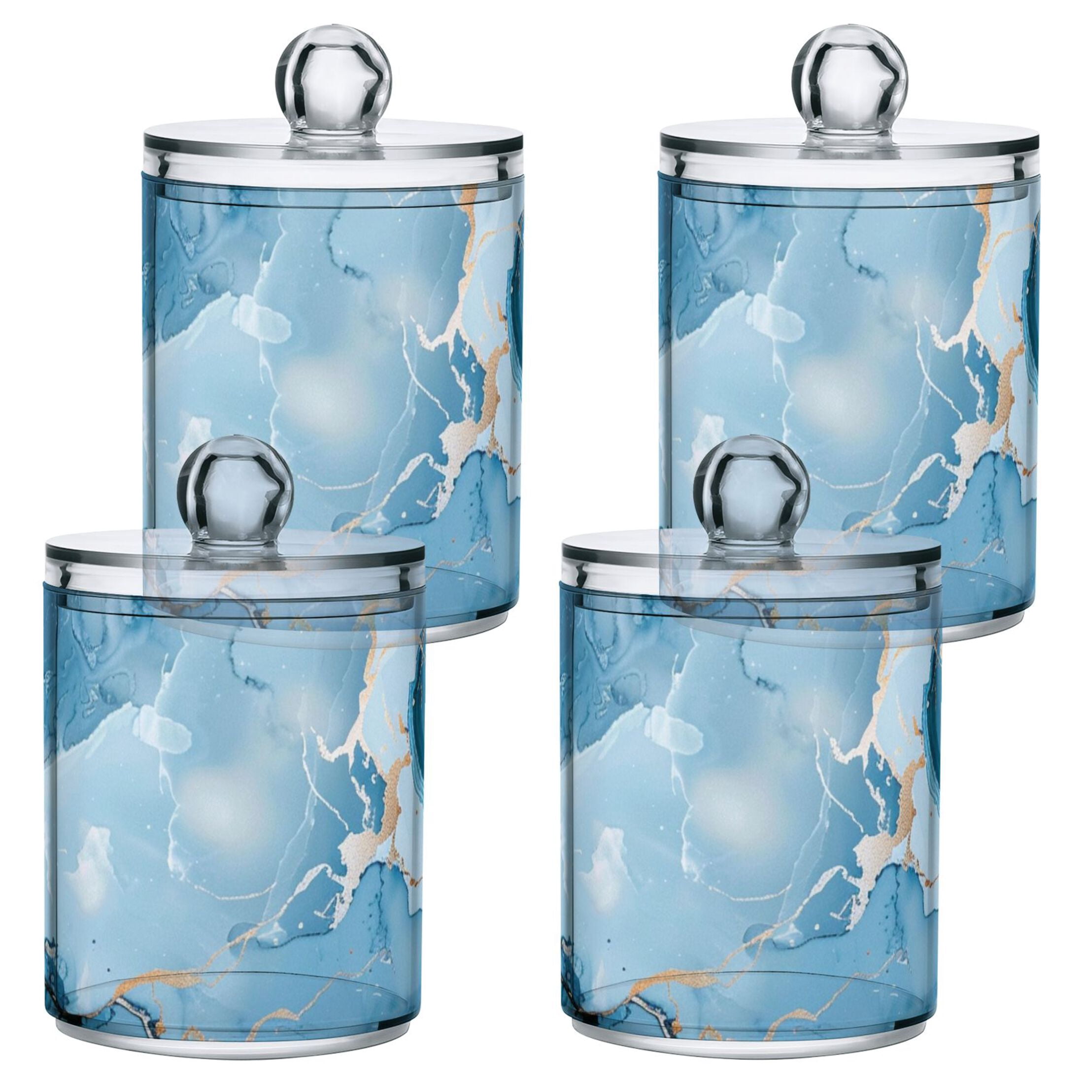 Marble Light Blue Gardient Translucent Plastic Cans Storage Canisters ...