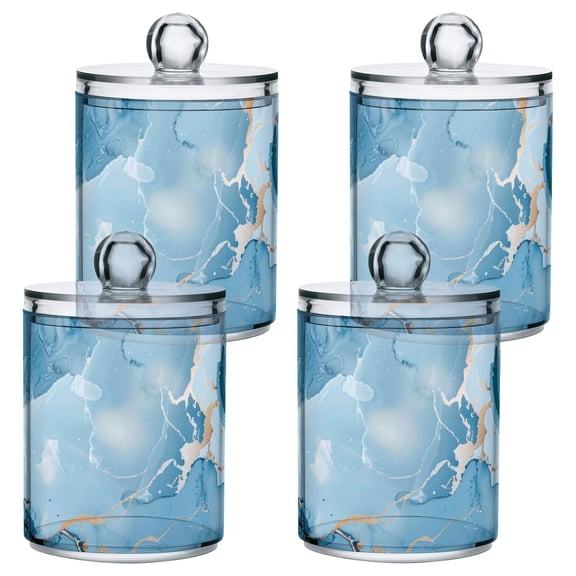 Marble Light Blue Gardient Translucent Plastic Cans Storage Canisters with Lid Set of 4