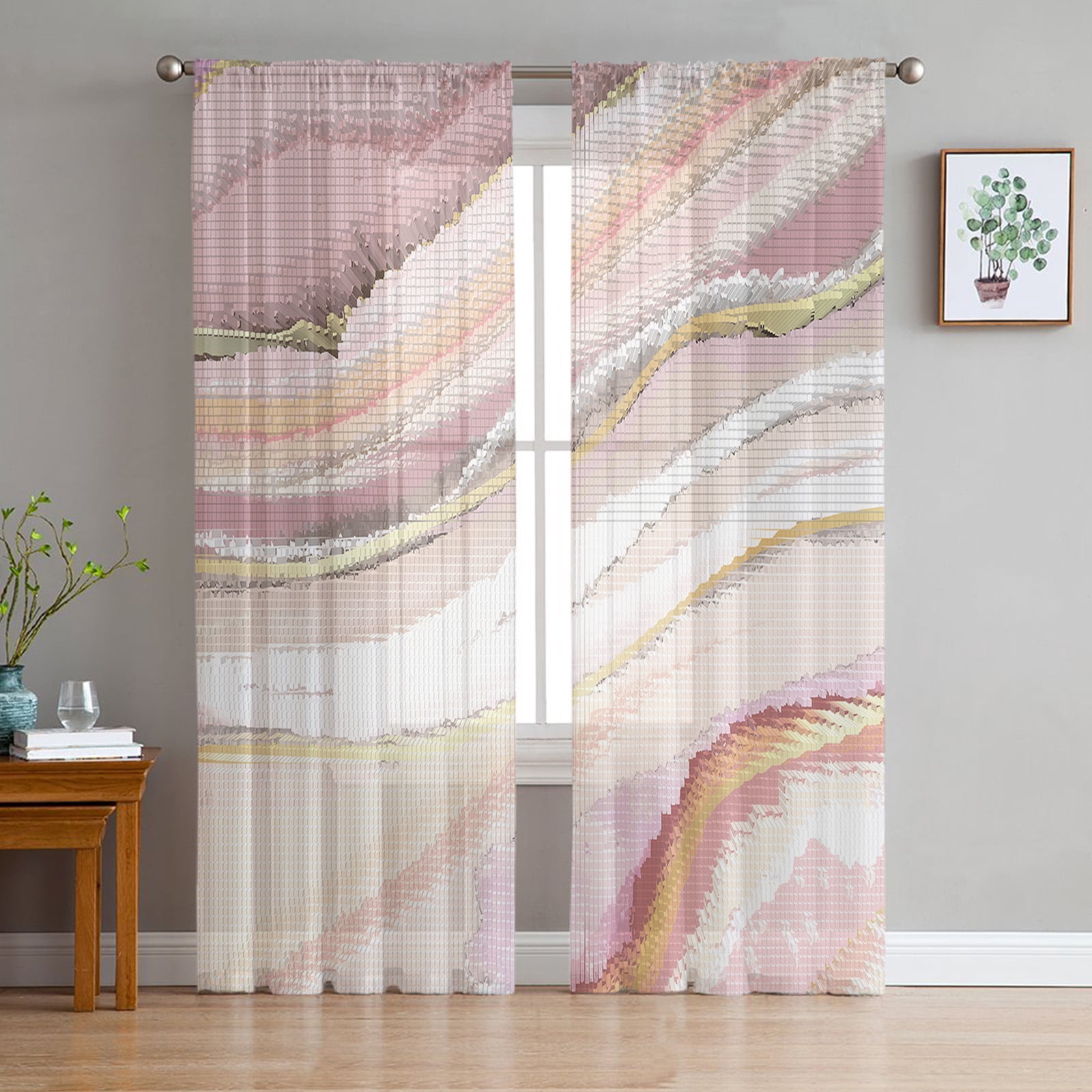 Transparent Rations Marble Line Gold Gradient Overlap Gray Bedroom Transparent Sheer ...