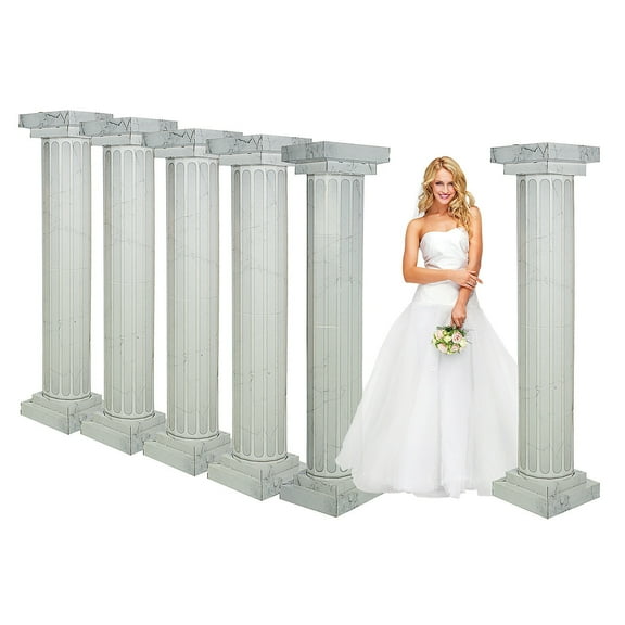 Marble Look Fluted Pillar Cardboard Cutout Stand-Ups Bulk 6 Pc
