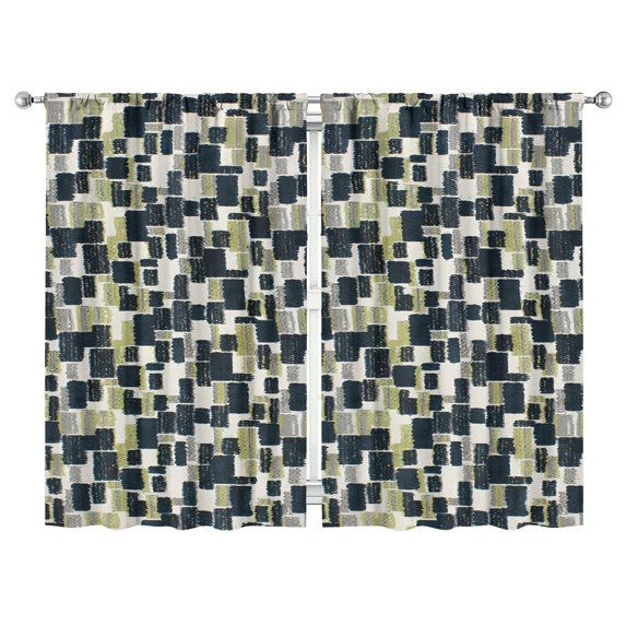 Marble Modern Geometric Flowers Abstract Curtains-Blackout Curtains Bedroom Decor Living Room Darkening Grommet Window Drapes 2 Panels Set 52"x 84"