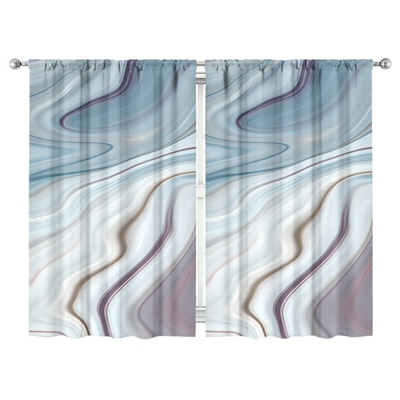 Marble Modern Geometric Flowers Abstract Curtains-Blackout Curtains Bedroom Decor Living Room Darkening Grommet Window Drapes 2 Panels Set 52"x 84"