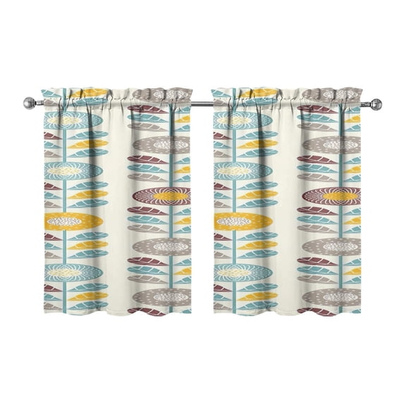 Marble Modern Geometric Flowers Abstract Kitchen Curtains - Vintage Tier Cafe Curtains for Bathroom Living RV Rod Pocket Window Drapes 36 Inch 2 Panels Set 28"x36" Window Treatment Tiers