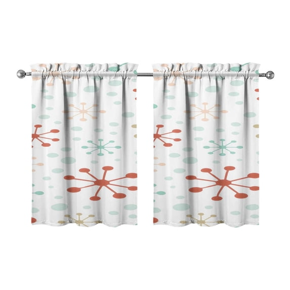 Marble Modern Geometric Flowers Abstract Kitchen Curtains - Vintage Tier Cafe Curtains for Bathroom Living RV Rod Pocket Window Drapes 36 Inch 2 Panels Set 28"x36" Window Treatment Tiers
