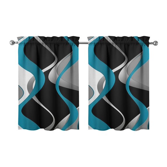 Marble Modern Geometric Flowers Abstract Kitchen Curtains - Vintage Tier Cafe Curtains for Bathroom Living RV Rod Pocket Window Drapes 36 Inch 2 Panels Set 28"x36" Window Treatment Tiers