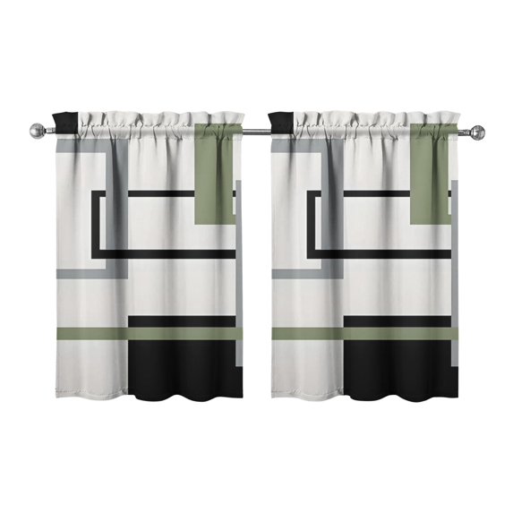 Marble Modern Geometric Flowers Abstract Kitchen Curtains - Vintage Tier Cafe Curtains for Bathroom Living RV Rod Pocket Window Drapes 36 Inch 2 Panels Set 28"x36" Window Treatment Tiers