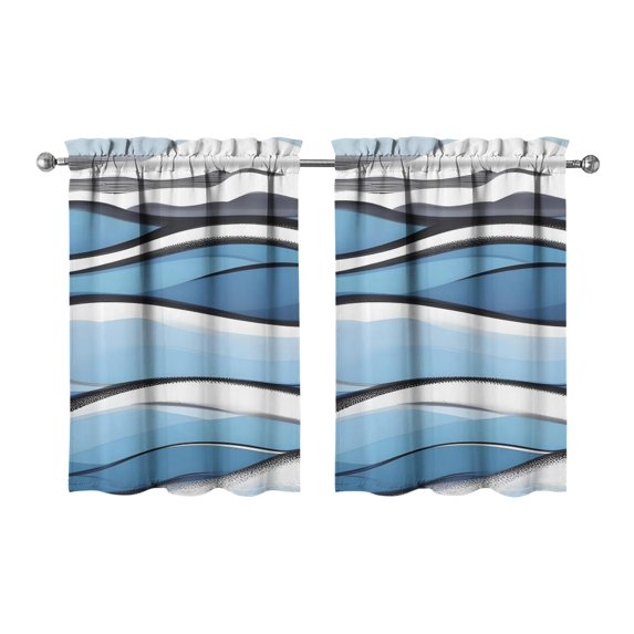 Marble Modern Geometric Flowers Abstract Kitchen Curtains - Vintage Tier Cafe Curtains for Bathroom Living RV Rod Pocket Window Drapes 36 Inch 2 Panels Set 28"x36" Window Treatment Tiers