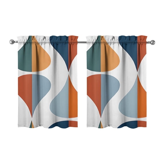 Marble Modern Geometric Flowers Abstract Kitchen Curtains - Vintage Tier Cafe Curtains for Bathroom Living RV Rod Pocket Window Drapes 36 Inch 2 Panels Set 28"x36" Window Treatment Tiers