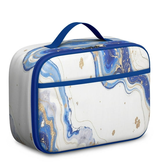 Marble Modern Geometric Flowers Abstract Men Lunch Box for School Reusable Thermal Lunch Carrier for Women Men Meal Containers with Exterior & Interior Pockets Collection
