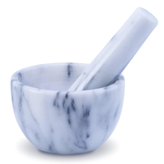 Marble Mortar and Pestle Set, 150ml, Spice Grinder, Herb Ginder, Unpolished Marble Spice Crusher, Kitchen Utensil (6"*H3-1/2)