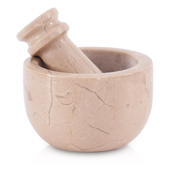 Marble Mortar and Pestle Set 2.5" Inches Handmade Garlic Crusher & Grinder Bowl, Mini Mortar and Pestle for Kitchen - Herb Grinder Spice Grinder