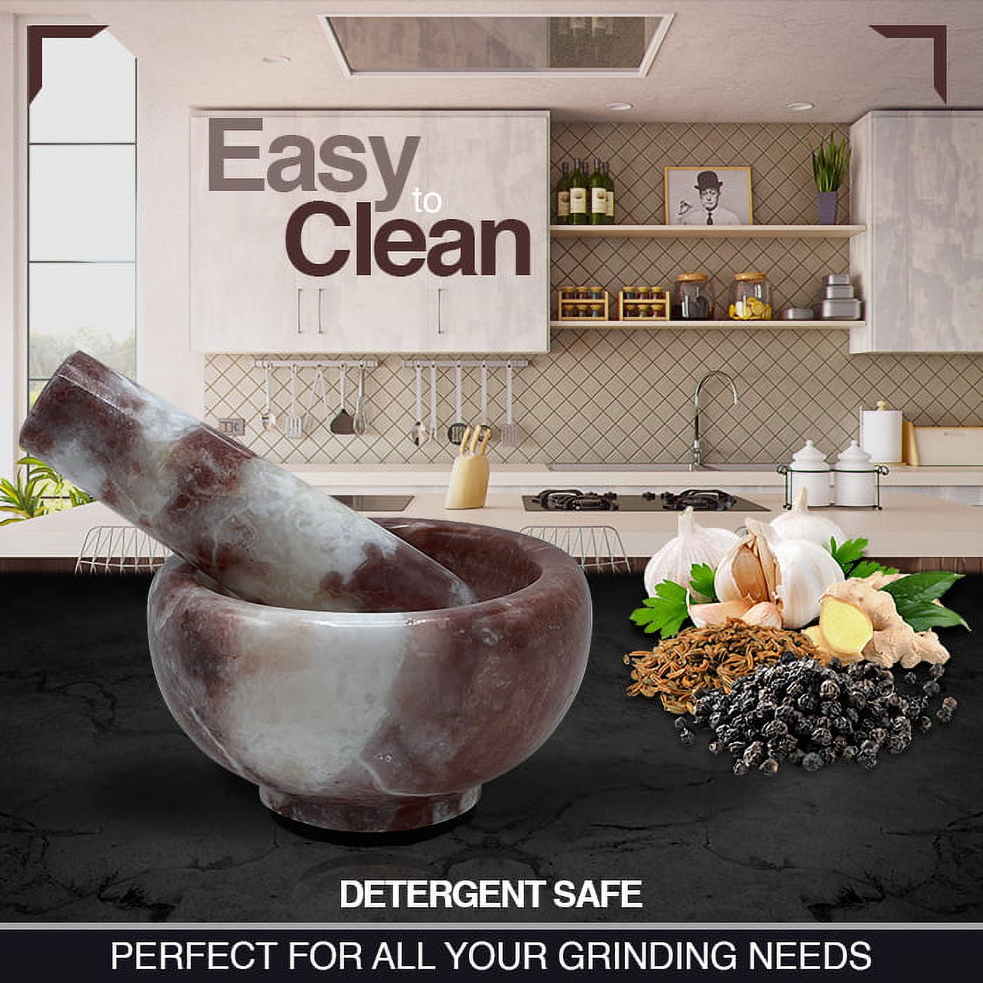 Marble Mortar and Pestle Set with Anti Scratch Pad Pestle and Mortar