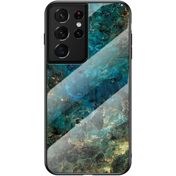 Marble Motif Stained Glass Phone Case for Samsung Galaxy A70 A50 S A30 A20 A40 A60 A80 A90 A10 E, Light and Thin Gorgeous Back Cover, Feel Comfortable Protective Shell(Blue,A30/A20)