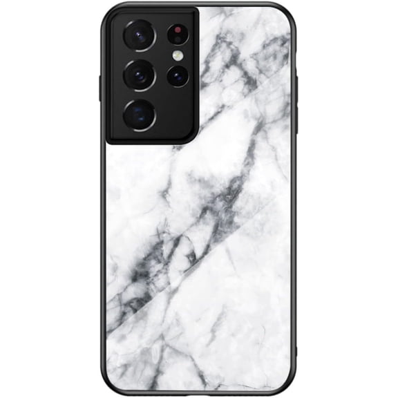 Marble Motif Stained Glass Phone Case for Samsung Galaxy S10 S9 S8 / S10 S9 S8 Plus Lite, Light and Thin Gorgeous Back Cover, Feel Comfortable Protective Shell(White,S10 Plus)