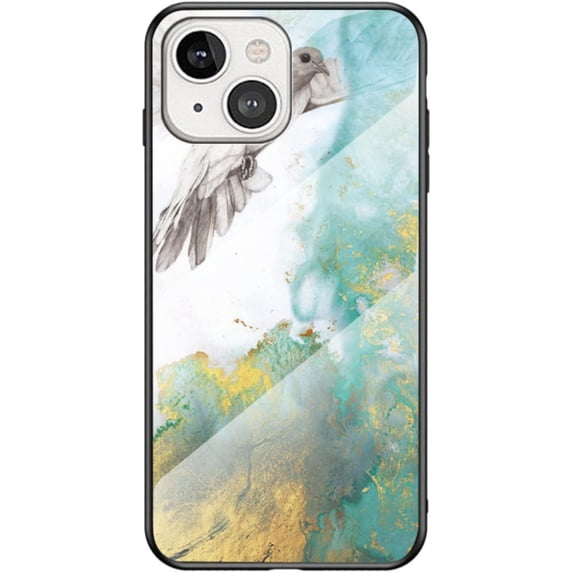 Marble Motif Stained Glass Phone Case for iPhone 14 13 12 11 Pro Max Plus Mini, Light and Thin Gorgeous Back Cover, Feel Comfortable Protective Shell(Green,11 Pro Max)