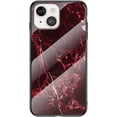 thumbnail image 1 of Marble Motif Stained Glass Phone Case for iPhone 14 13 12 11 Pro Max Plus Mini, Light and Thin Gorgeous Back Cover, Feel Comfortable Protective Shell(Red,13 Mini), 1 of 8
