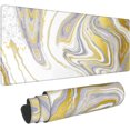thumbnail image 1 of Marble Mouse Pad, Cute Gifts XL Large Mousepad, Big Extended Long Gaming Desk Pad Protector, Waterproof Full Desktop Keyboard Mats for Desk for Women Home and Office, (Golden and White, 31.5*11.8 In), 1 of 6