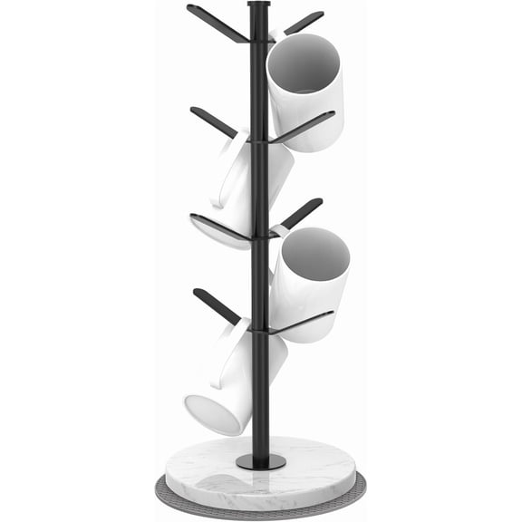 Marble Mug Holder Tree with 2–8 Adjustable Hooks