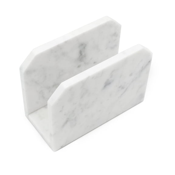 Marble Napkin Holder Natural Carrara White Stone Vertical Upright Stand Up Sturdy Modern Organizer for Kitchen Table Decor