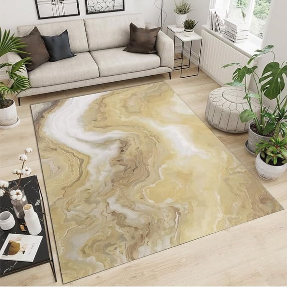 Marble Natural Texture Area Rug, Nordic Platinum Agate Background Indoor Carpet, With Non-Slip Rubber Backing Machine Washable Rugs For Living Room Bedroom Dining Room Office 5 x 7ft
