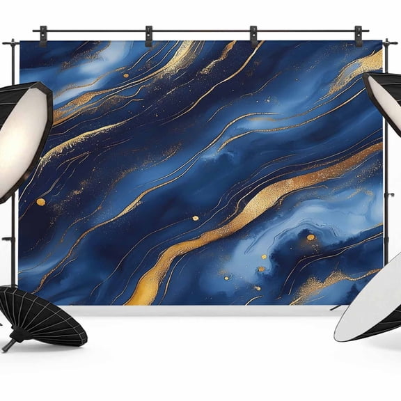 Marble Navy Blue Backdrop for Photoshoot,Photography Photo Studio Background Wall Backdrop,Abstract Cracked Gold Glitter Wavy Back Drop Banner Panel for Portraits Wedding Party Live Streaming 8x6Ft