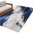 thumbnail image 1 of Marble Navy Blue Large Area Rugs for Bedroom Living Room, Soft Non Slip Carpet Bedside Rug, Abstract Gold White Brick Stone Motif Rectangle Floor Cover Kitchen Accent Rug 3'x5' for Dining Room/Office, 1 of 9