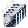 thumbnail image 1 of Marble Navy Blue Pot Holders for Kitchen Heatproof Potholder, 5 Pack Abstract Gold White Brick Stone Motif Hot Pads Multipurpose Oven Pads Cloth Potholders Trivet for Cooking Baking, 1 of 8