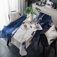 thumbnail image 1 of Marble Navy Blue Table Cloth Waterproof Tablecloths, Abstract Gold White Brick Stone Motif Tablecloth Dining Table Cover for Kitchen Party Tabletop Outdoor, Rectangle Tablecloth 60x120 Inch, 1 of 9