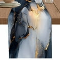 thumbnail image 1 of Marble Navy Blue Table Runner 108 Inches Long for Dining Table Decor,Grey Gold Cracked Crystal Texture Burlap Linen Farmhouse Table Runner Coffee Table Runners Dresser Scarf for Kitchen Party Holiday, 1 of 8